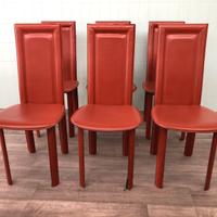 Set 6 sedie design moderno rivestite in cuoio