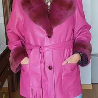 Giacca in vera pelle color fucsia