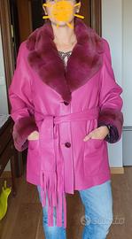 Giacca in vera pelle color fucsia