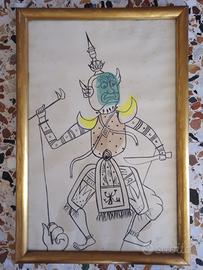 Quadro marionetta maschera orientale firmato