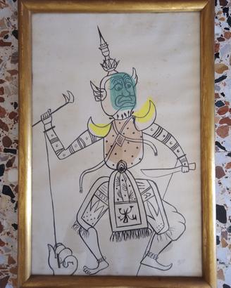 Quadro marionetta maschera orientale firmato