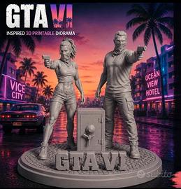 Diorama Statuetta GTA 6 Vice City Lucia e Jason