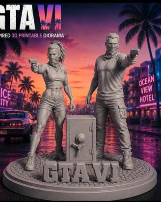 Diorama Statuetta GTA 6 Vice City Lucia e Jason