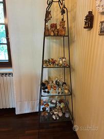 Scaffale ferro battuto con piani di cristallo