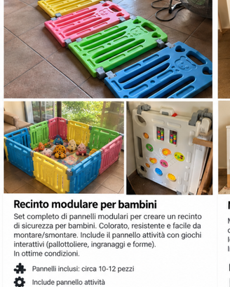 Recinto modulare bambini colorato – pannelli gioco