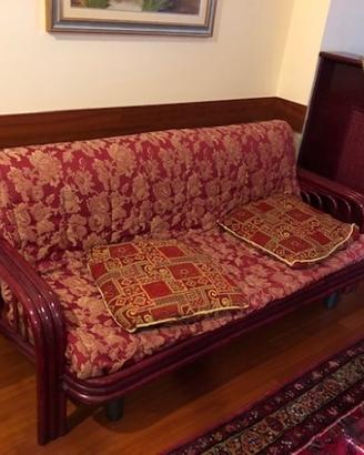 Divano letto in vero rattan