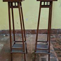 Coppia Pedestalli/Porta Vasi antichi in Legno