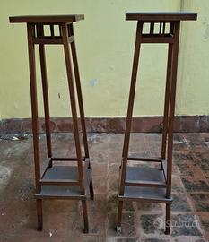 Coppia Pedestalli/Porta Vasi antichi in Legno
