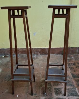 Coppia Pedestalli/Porta Vasi antichi in Legno