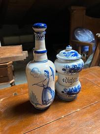 Set vintage contenitori in ceramica bianca e blu