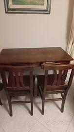 Tavolo Scrivania con 4 sedie in legno 