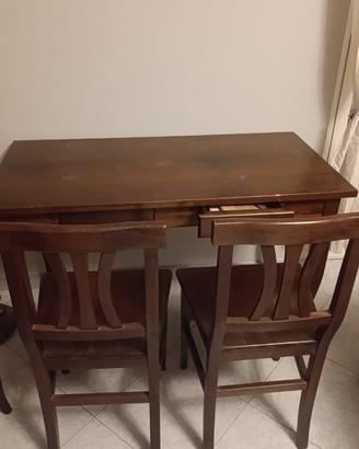 Tavolo Scrivania con 4 sedie in legno 