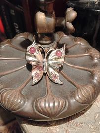 Spilla vintage'60 farfalla in volo ametiste strass