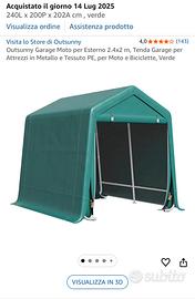 Garage Moto / Tenda da Esterno 2,4 x 2 m – Verde