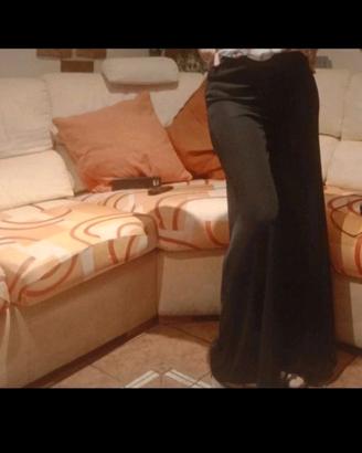 Pantalone lungo nero estivo a gamba larga