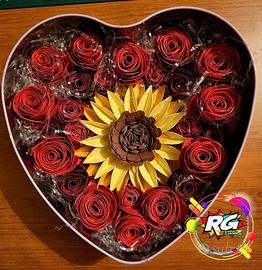 SHADOW BOX A CUORE CON ROSE