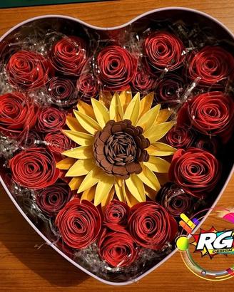 SHADOW BOX A CUORE CON ROSE