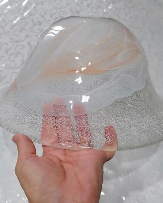 lampadario a campana in vetro di Murano bianco 