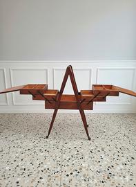 Carrello cucito mobile vintage design Mid-Century