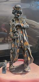 Scultura Pagliaccio Argento Firenze