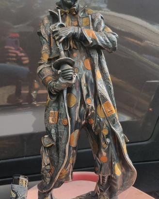 Scultura Pagliaccio Argento Firenze