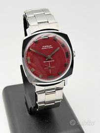 karux bordeaux swiss made vintage watch nos 34mm