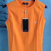 T-shirt Fred Perry arancione smanicata da donna