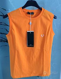 T-shirt Fred Perry arancione smanicata da donna