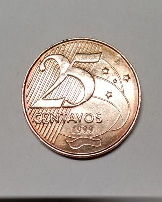 Moneta Brasile 25 Centavos 1999