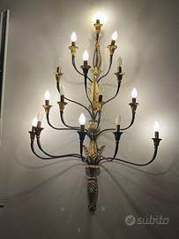 Enorme Coppia Di Applique dorate Alte 150 Cm