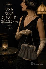 Antica borsa sera maglia ferro placc argento 1920