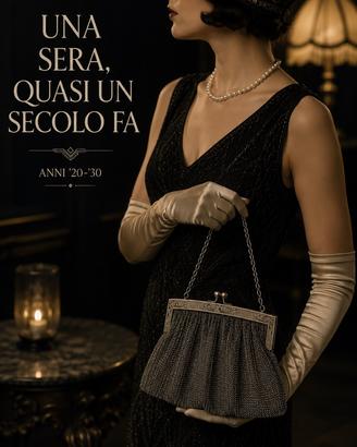 Antica borsa sera maglia ferro placc argento 1920