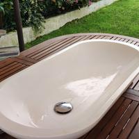 Lavabo da appoggio in Corten® con miscelatore Pain
