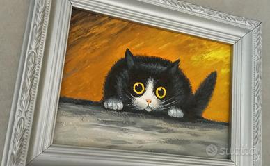 Quadro a olio-gatto nero 