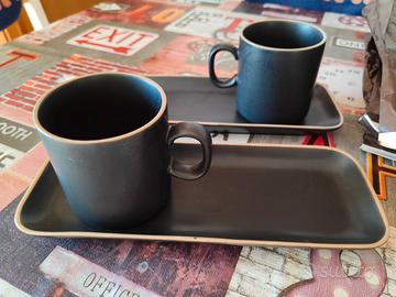Set 2 tazze con piatto rettangolare Coincasa