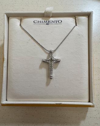 Collana in oro 18 kt con croce e diamanti CHIMENTO