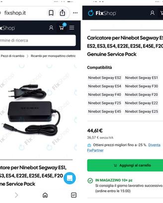 Caricabatteria per monopattino Segway