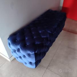 Pouf blu in velluto