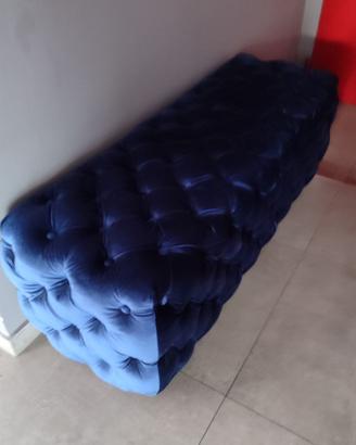 Pouf blu in velluto
