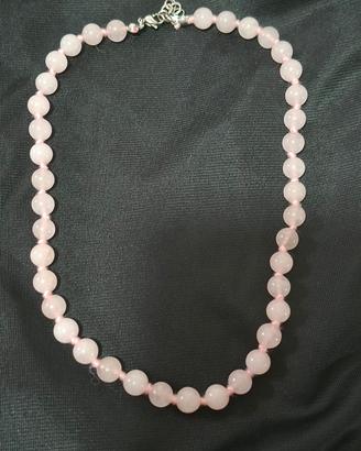 collana e bracciale  pietra quarzo rosa 