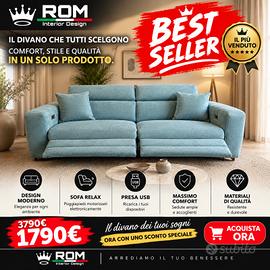 divano 2 posti relax elettrico