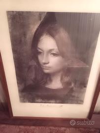 Litografia Pietro Annigoni - Ritratto Femminile