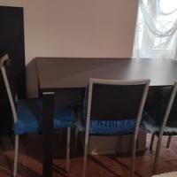 Tavolo rettangolare con 4 sedute in stile wenge