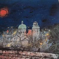 litografia Quadro Franco Rognoni "Verona di notte"