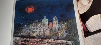 litografia Quadro Franco Rognoni "Verona di notte"