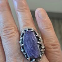Anello argento 925 con Charoite ovale