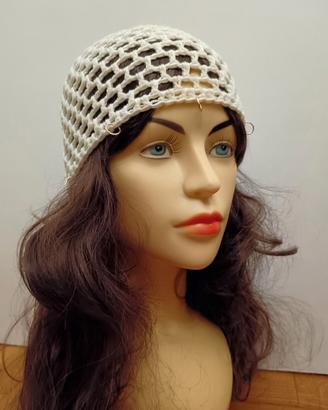 cuffia rete mesh hat panna