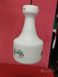 Lampadario a sospensione vetro opalino anni 70 