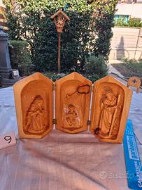 Natività Trittico pieghevole in altorilievo