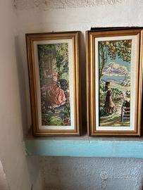 Cornici quadro  + tela realizzata con punto pieno